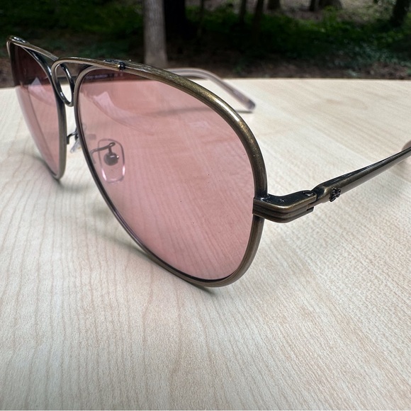 TORY BURCH sunglasses for women aviators with rose pink lenses metal NEW + CASE - Picture 4 of 11